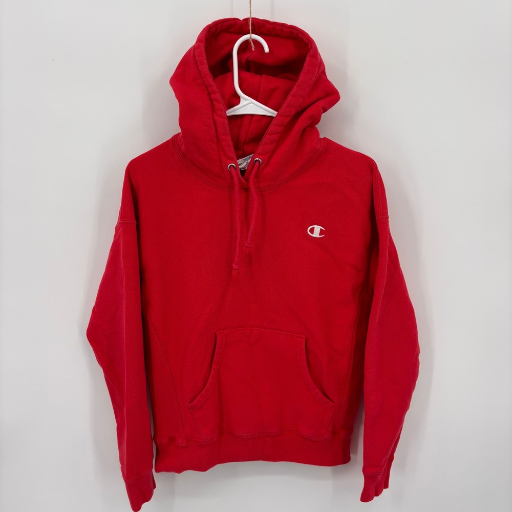 Champion Reverse Weave Hoodie Mens Small Red Excellent GF757 Pullover Sweatshirt